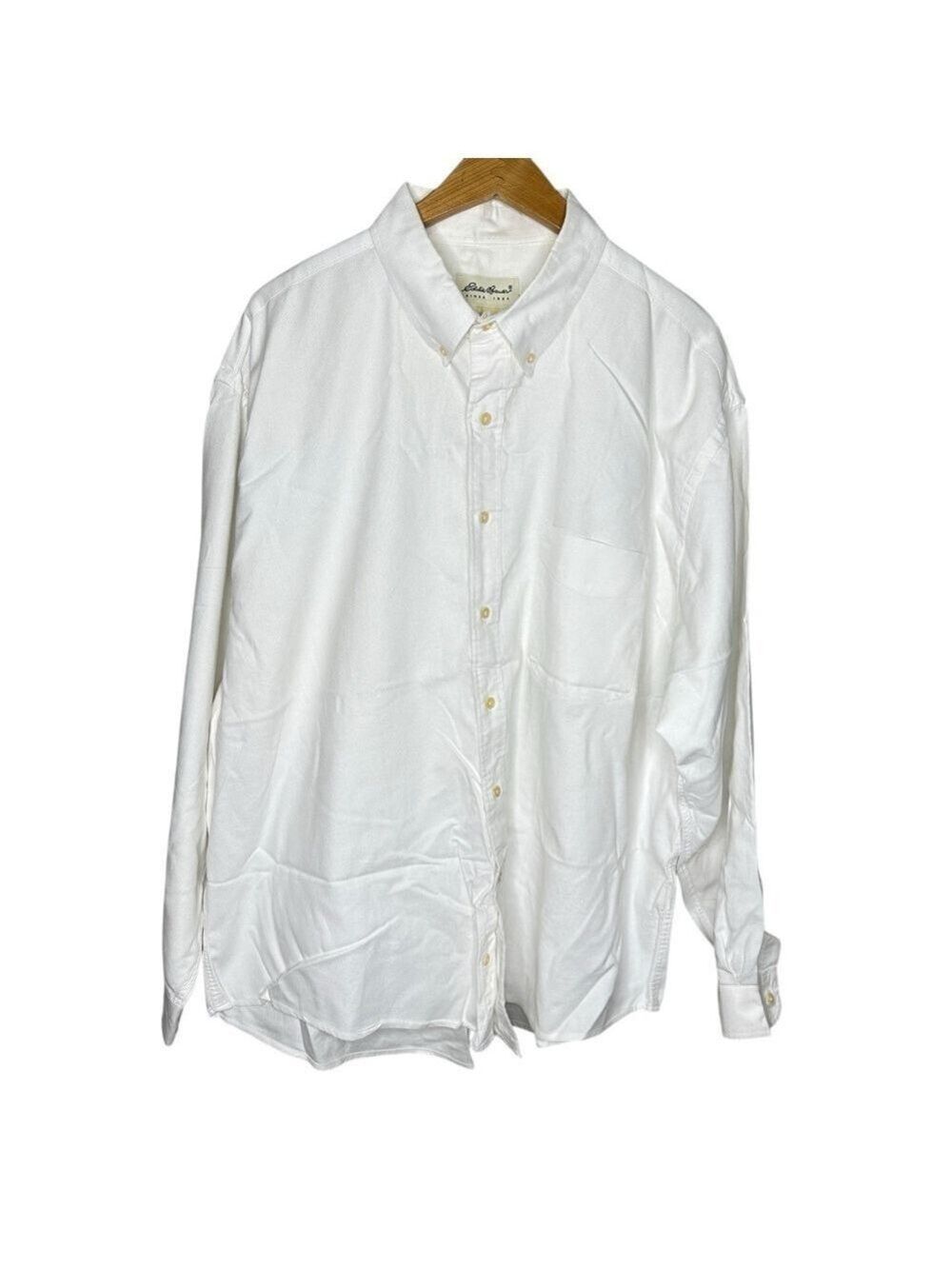 Eddie Bauer Men’s Cotton White‎ Button-Up Shirt Long Sleeve Size XXL